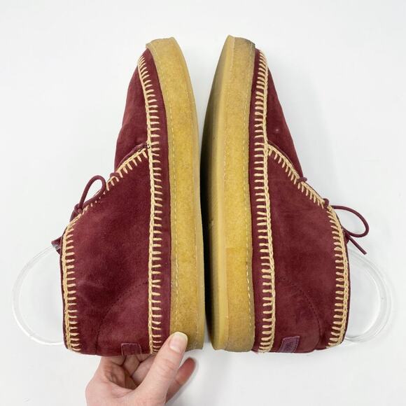 Anthro Laidback London Maroon Suede Shenje Chukka Boots EU 42 Lace Up Handmade - Picture 5 of 11
